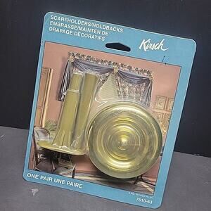 KIRSCH 7610-63 1 Pair Brass Decorative DRAPERY HOLDBACKS Vintage Sealed New